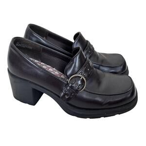 Vintage 90s Y2K Jazberry Chunky Platform Bratz Square Toe Loafers Sz 9